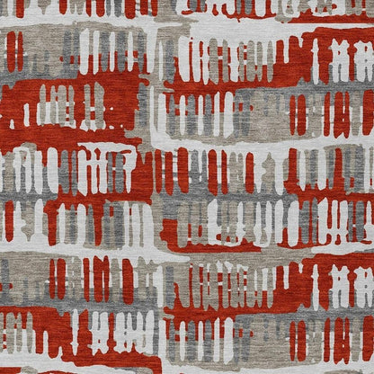5' X 8' Red And Orange Abstract Washable Indoor Outdoor Area Rug HomeRoots