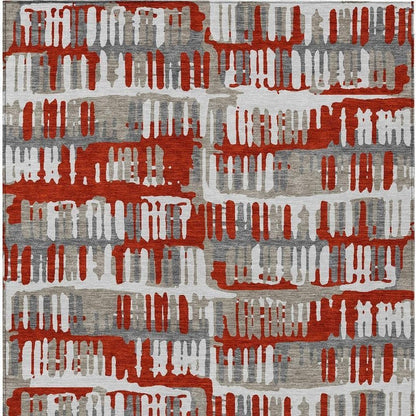 5' X 8' Red And Orange Abstract Washable Indoor Outdoor Area Rug HomeRoots