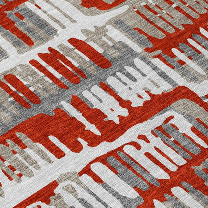 10' X 14' Red And Orange Abstract Washable Indoor Outdoor Area Rug HomeRoots