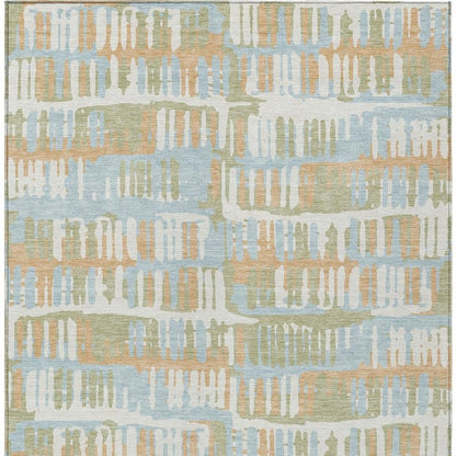 3' X 5' Sky Blue And Beige Abstract Washable Indoor Outdoor Area Rug HomeRoots