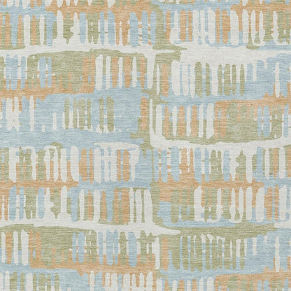 5' X 8' Sky Blue And Beige Abstract Washable Indoor Outdoor Area Rug HomeRoots