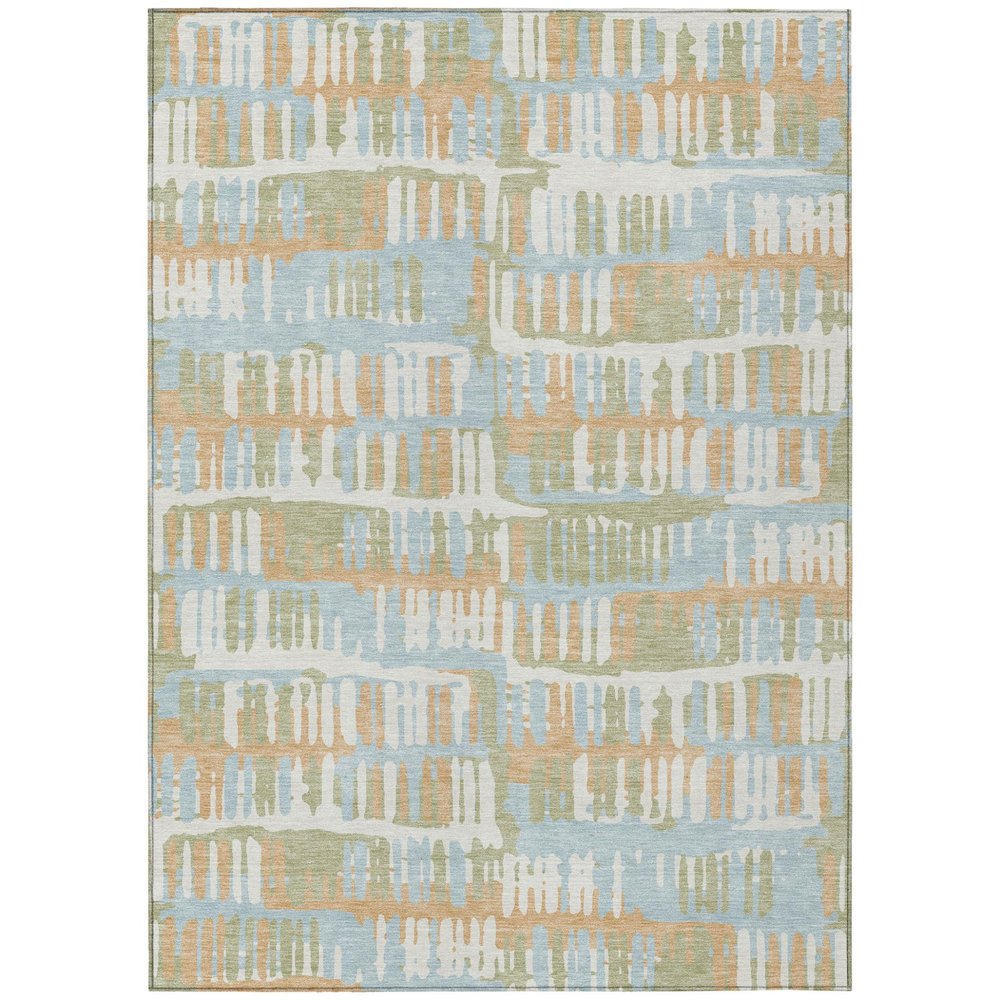 5' X 8' Sky Blue And Beige Abstract Washable Indoor Outdoor Area Rug — view 1