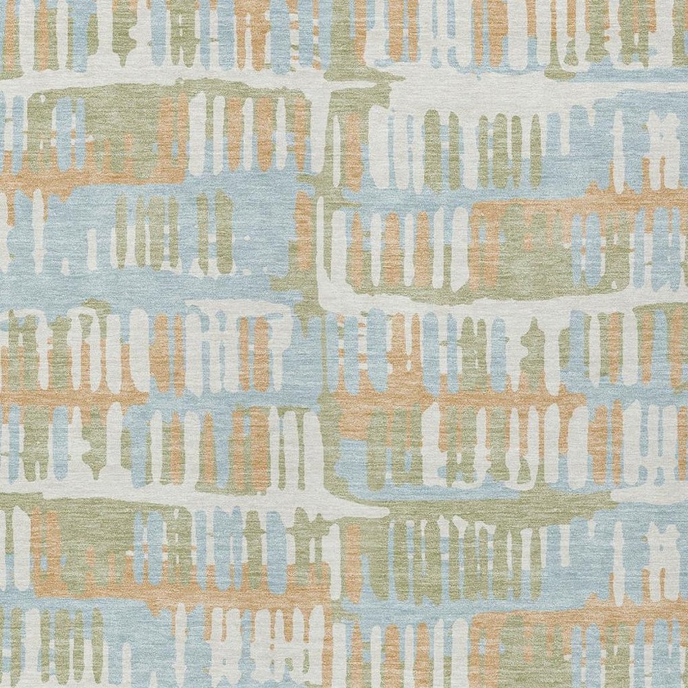 10' X 14' Sky Blue And Beige Abstract Washable Indoor Outdoor Area Rug — view 4