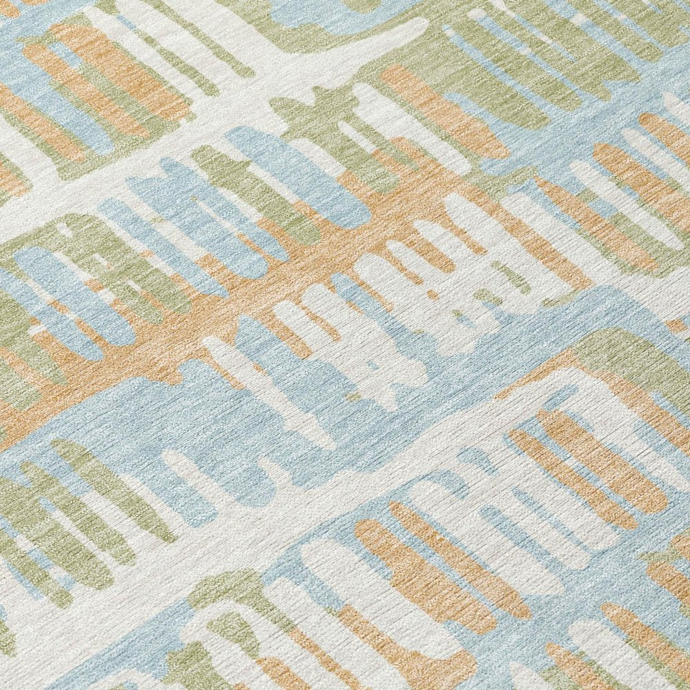 10' X 14' Sky Blue And Beige Abstract Washable Indoor Outdoor Area Rug HomeRoots