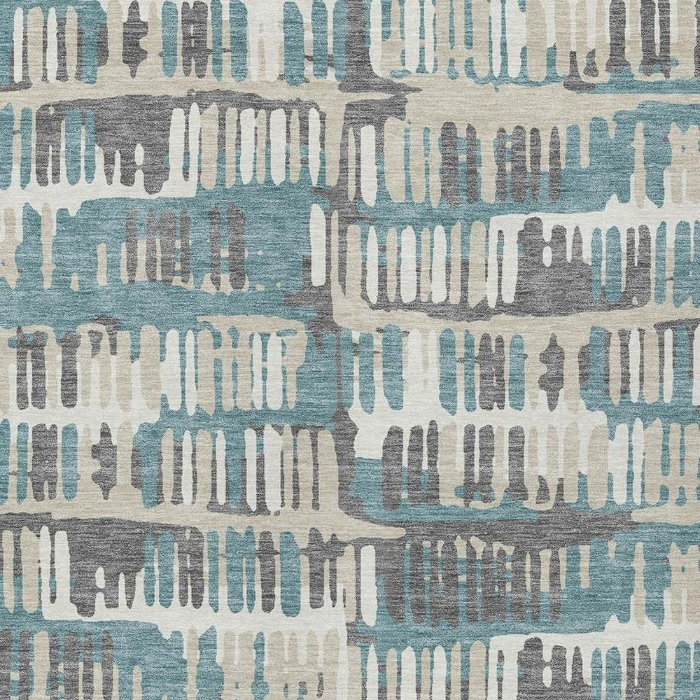 3' X 5' Teal Blue And Brown Abstract Washable Indoor Outdoor Area Rug HomeRoots