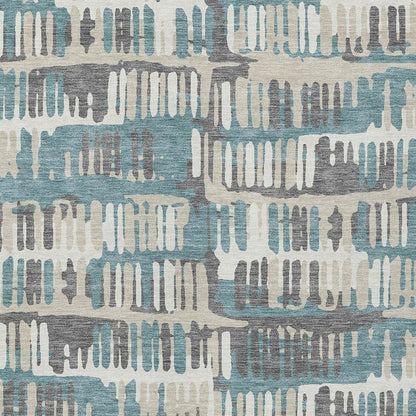 3' X 5' Teal Blue And Brown Abstract Washable Indoor Outdoor Area Rug HomeRoots