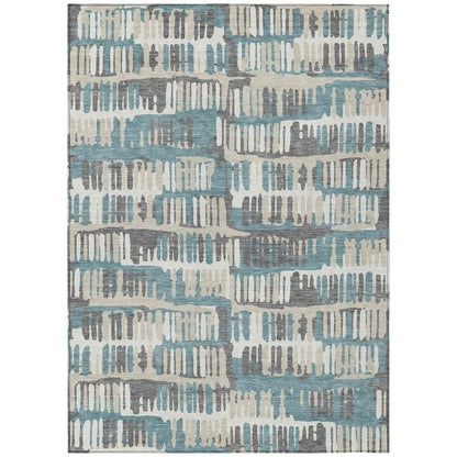 3' X 5' Teal Blue And Brown Abstract Washable Indoor Outdoor Area Rug HomeRoots