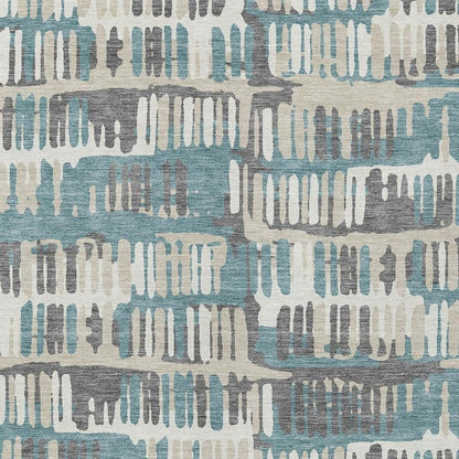 10' X 14' Teal Blue And Brown Abstract Washable Indoor Outdoor Area Rug HomeRoots