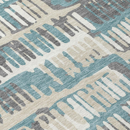 10' X 14' Teal Blue And Brown Abstract Washable Indoor Outdoor Area Rug HomeRoots