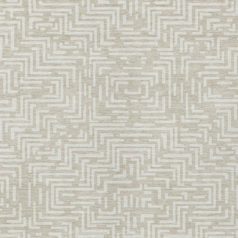3' X 5' Beige And Blue Geometric Washable Indoor Outdoor Area Rug — view 4