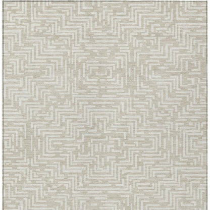 3' X 5' Beige And Blue Geometric Washable Indoor Outdoor Area Rug HomeRoots