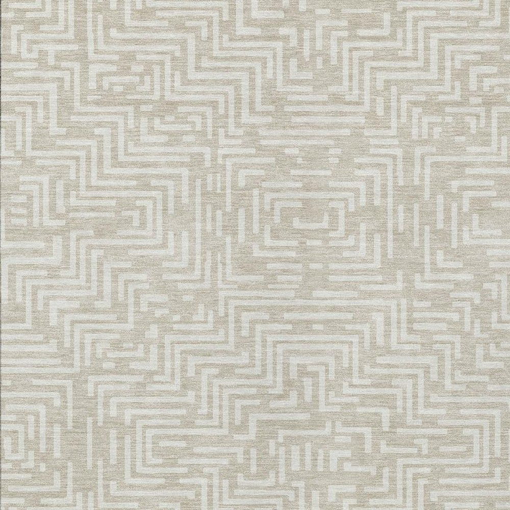 3' X 5' Beige And Blue Geometric Washable Indoor Outdoor Area Rug HomeRoots