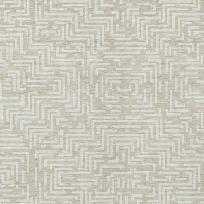 3' X 5' Beige And Blue Geometric Washable Indoor Outdoor Area Rug