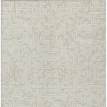 3' X 5' Beige And Blue Geometric Washable Indoor Outdoor Area Rug HomeRoots