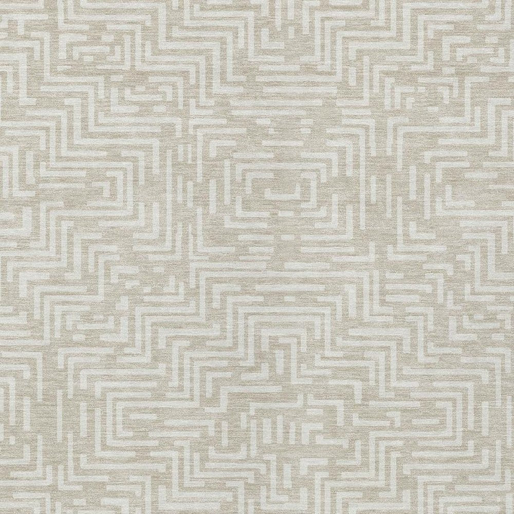 5' X 8' Beige And Blue Geometric Washable Indoor Outdoor Area Rug