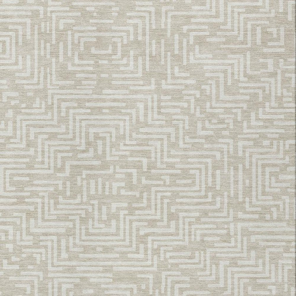 5' X 8' Beige And Blue Geometric Washable Indoor Outdoor Area Rug — view 8