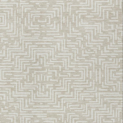 5' X 8' Beige And Blue Geometric Washable Indoor Outdoor Area Rug