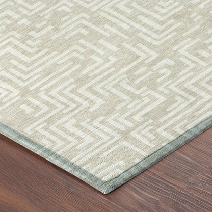 5' X 8' Beige And Blue Geometric Washable Indoor Outdoor Area Rug HomeRoots
