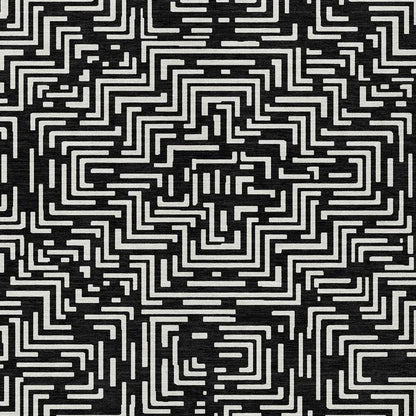 3' X 5' Black And Silver Geometric Washable Indoor Outdoor Area Rug HomeRoots