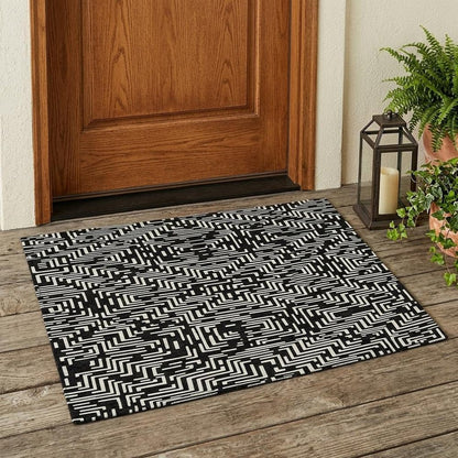 3' X 5' Black And Silver Geometric Washable Indoor Outdoor Area Rug HomeRoots