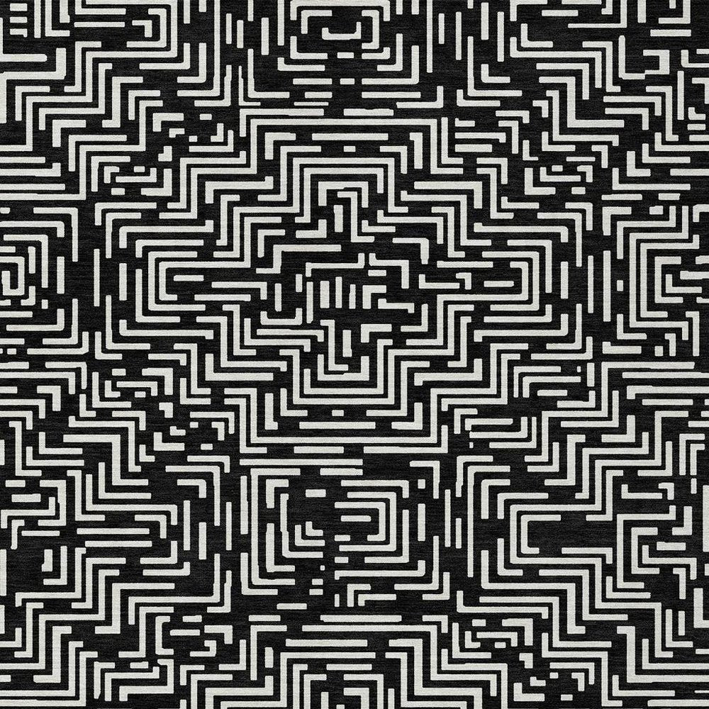 5' X 8' Black And Silver Geometric Washable Indoor Outdoor Area Rug HomeRoots
