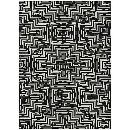 5' X 8' Black And Silver Geometric Washable Indoor Outdoor Area Rug HomeRoots