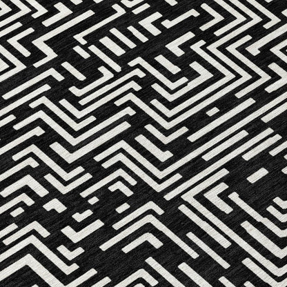 5' X 8' Black And Silver Geometric Washable Indoor Outdoor Area Rug HomeRoots
