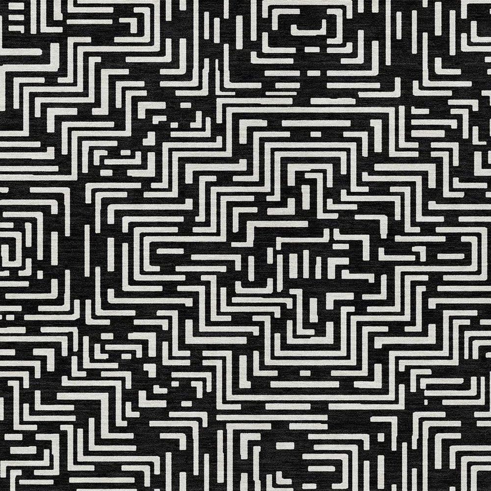 10' X 14' Black And Silver Geometric Washable Indoor Outdoor Area Rug HomeRoots