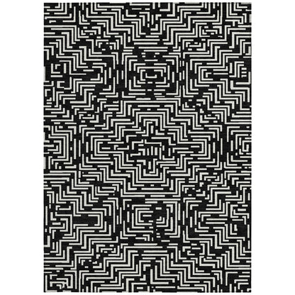 10' X 14' Black And Silver Geometric Washable Indoor Outdoor Area Rug HomeRoots
