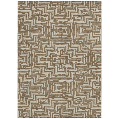 5' X 8' Brown And Gray Geometric Washable Indoor Outdoor Area Rug HomeRoots