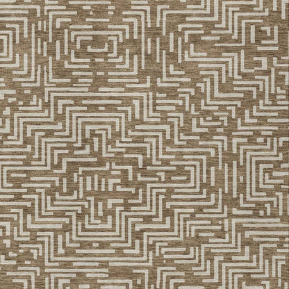 5' X 8' Brown And Gray Geometric Washable Indoor Outdoor Area Rug