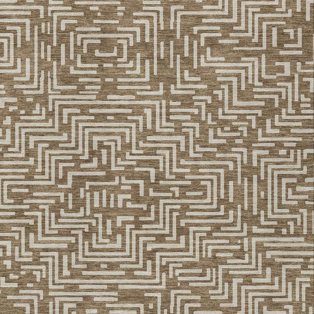 5' X 8' Brown And Gray Geometric Washable Indoor Outdoor Area Rug HomeRoots