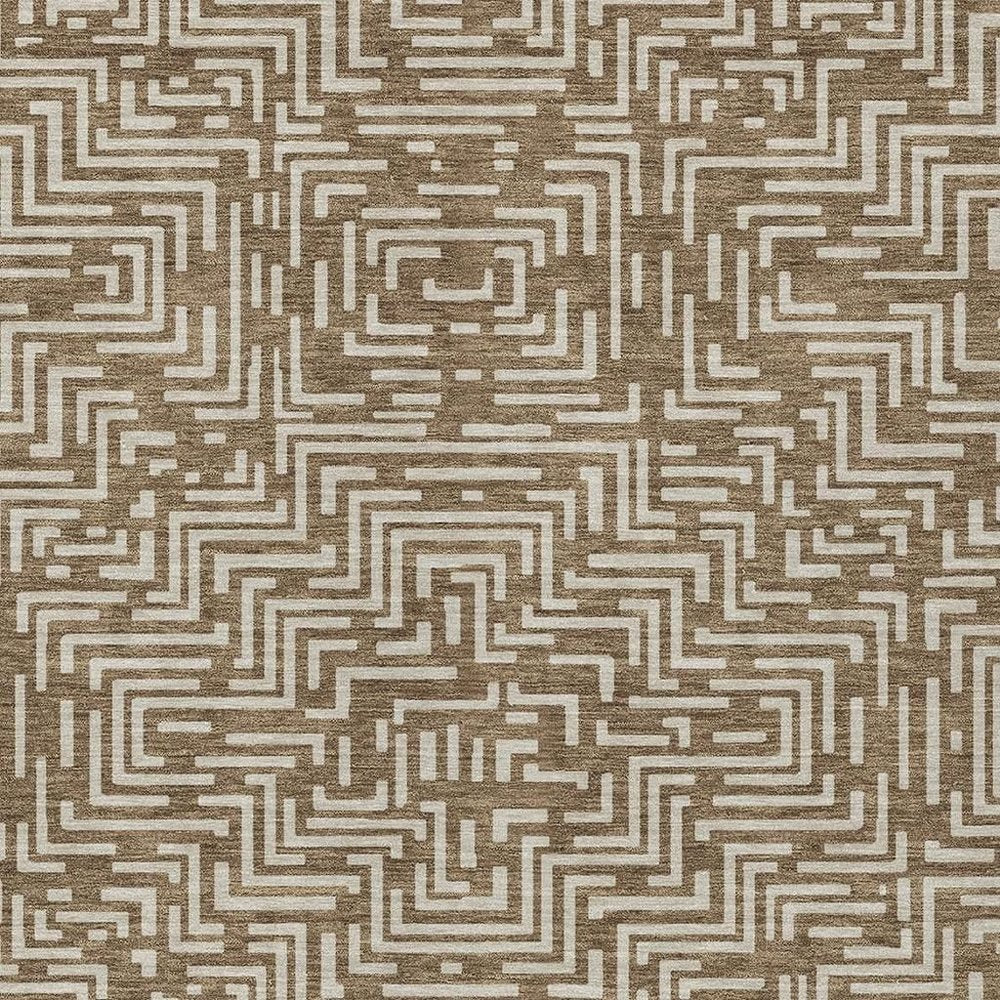8' X 10' Brown And Gray Geometric Washable Indoor Outdoor Area Rug HomeRoots