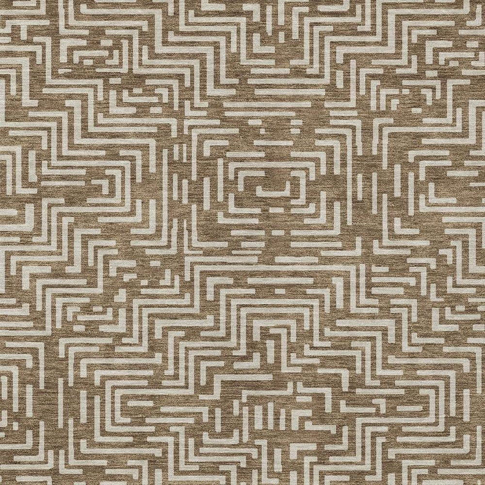 8' X 10' Brown And Gray Geometric Washable Indoor Outdoor Area Rug — view 8