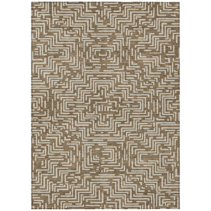 8' X 10' Brown And Gray Geometric Washable Indoor Outdoor Area Rug HomeRoots