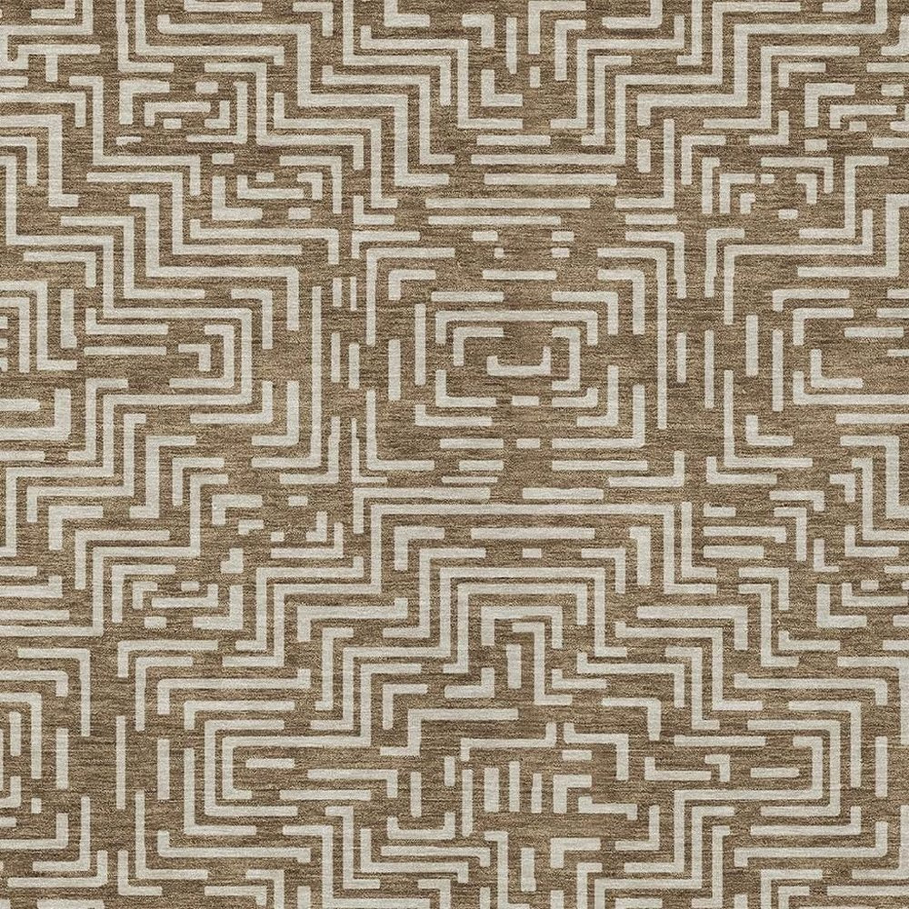 9' X 12' Brown And Gray Geometric Washable Indoor Outdoor Area Rug HomeRoots