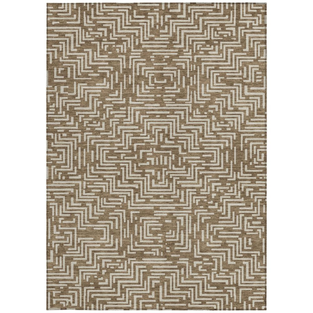 9' X 12' Brown And Gray Geometric Washable Indoor Outdoor Area Rug HomeRoots