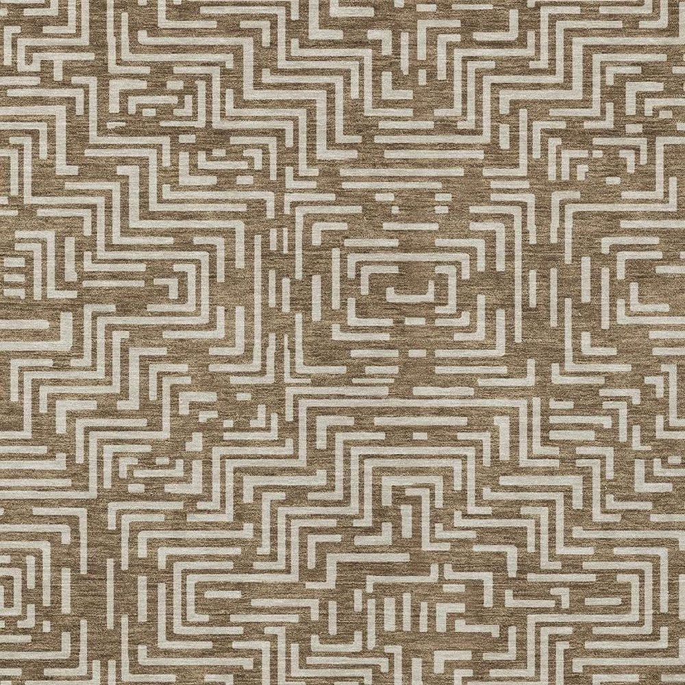 9' X 12' Brown And Gray Geometric Washable Indoor Outdoor Area Rug — view 8