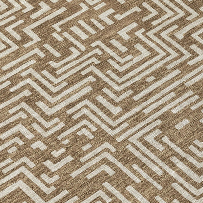 9' X 12' Brown And Gray Geometric Washable Indoor Outdoor Area Rug HomeRoots