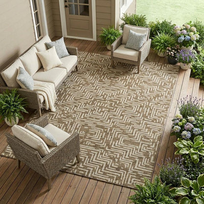 9' X 12' Brown And Gray Geometric Washable Indoor Outdoor Area Rug HomeRoots