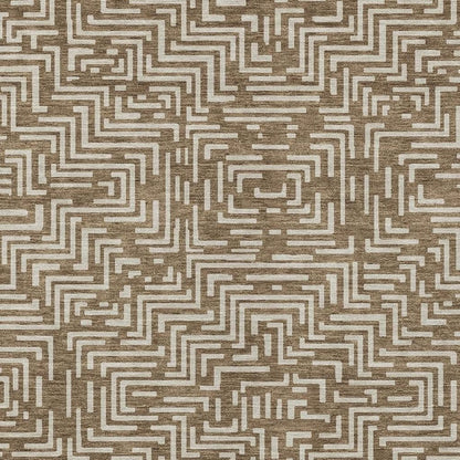 10' X 14' Brown And Gray Geometric Washable Indoor Outdoor Area Rug