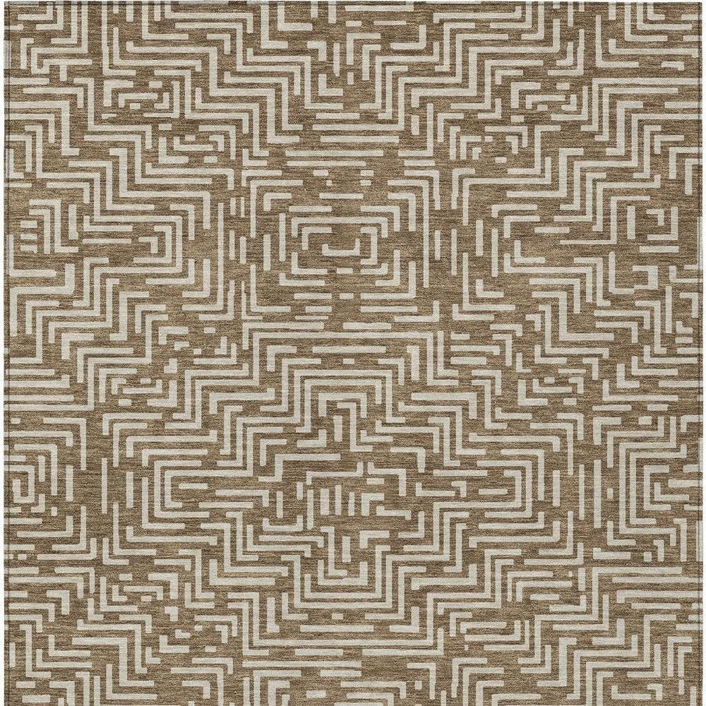 10' X 14' Brown And Gray Geometric Washable Indoor Outdoor Area Rug — view 8