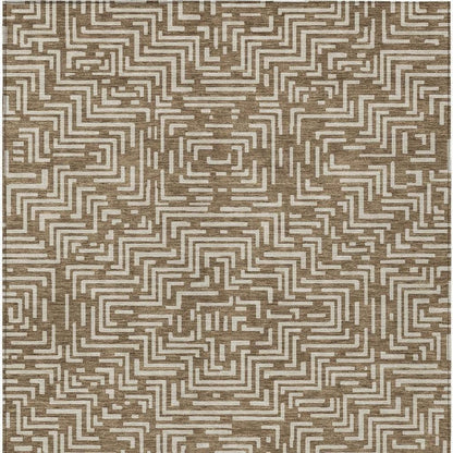 10' X 14' Brown And Gray Geometric Washable Indoor Outdoor Area Rug HomeRoots