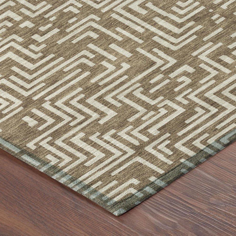 10' X 14' Brown And Gray Geometric Washable Indoor Outdoor Area Rug HomeRoots