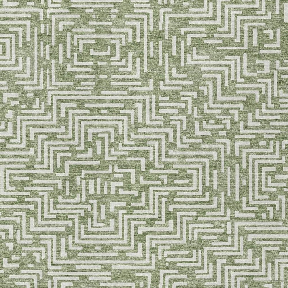 5' X 8' Fern Green And Copper Geometric Washable Indoor Outdoor Area Rug — view 4