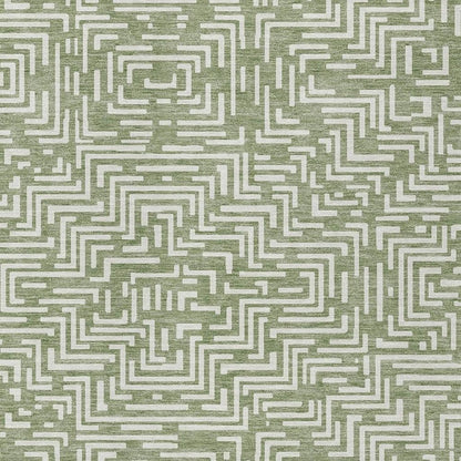 5' X 8' Fern Green And Copper Geometric Washable Indoor Outdoor Area Rug HomeRoots