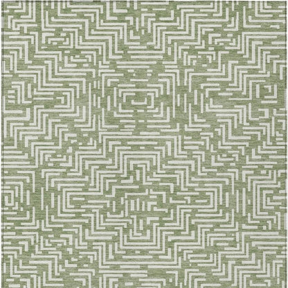 5' X 8' Fern Green And Copper Geometric Washable Indoor Outdoor Area Rug HomeRoots