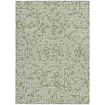 5' X 8' Fern Green And Copper Geometric Washable Indoor Outdoor Area Rug HomeRoots