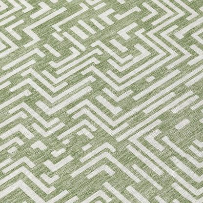 5' X 8' Fern Green And Copper Geometric Washable Indoor Outdoor Area Rug HomeRoots