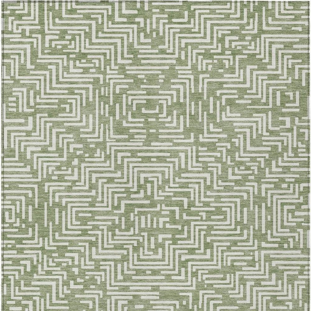 8' X 10' Fern Green And Copper Geometric Washable Indoor Outdoor Area Rug HomeRoots